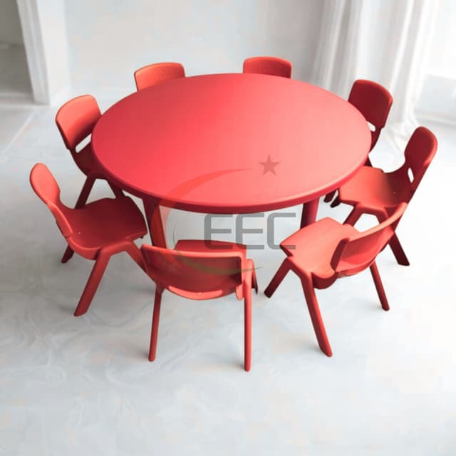 Meja Kursi TK Bulat Merah